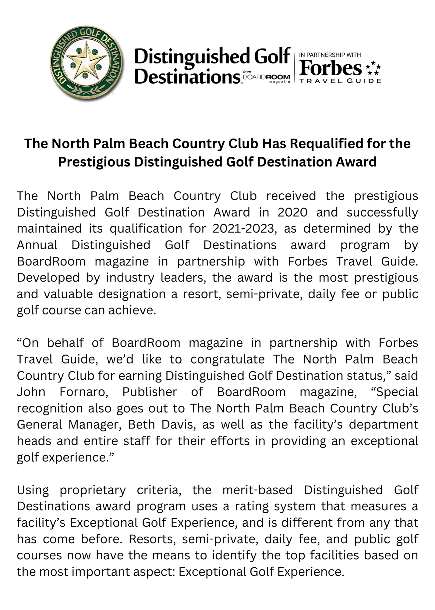 Distinguished Golf Destinations - Page One