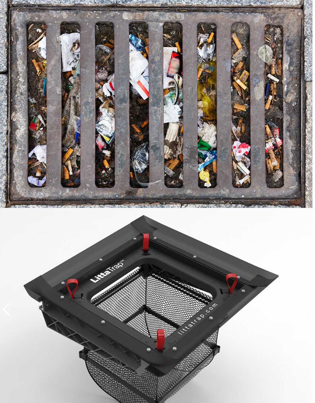 Litta trap and sewer full of trash